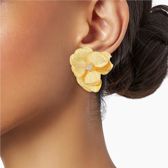 Kenneth Jay Lane 22K Goldplated Flower Clip-On Earrings. - Picture 5 of 5